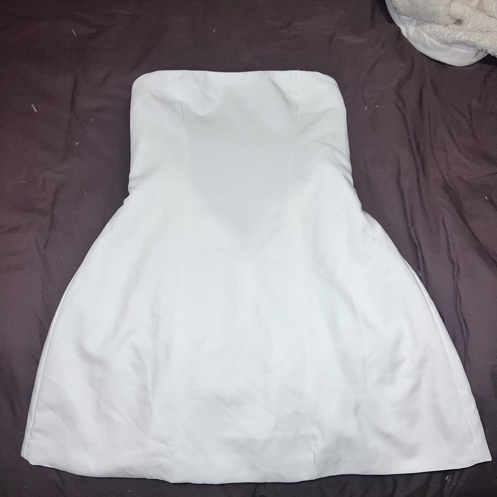 White Strapless A-line Mini Dress for Weddings